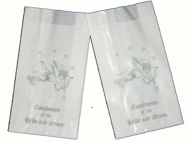 Wedding - Christening Cake Bags - Silver Cupid x 100 Bulk Pack